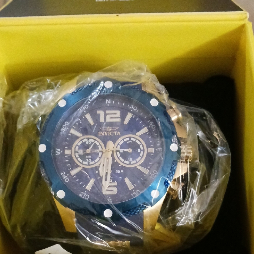 Invicta Gold and Blue Chronograph Watch